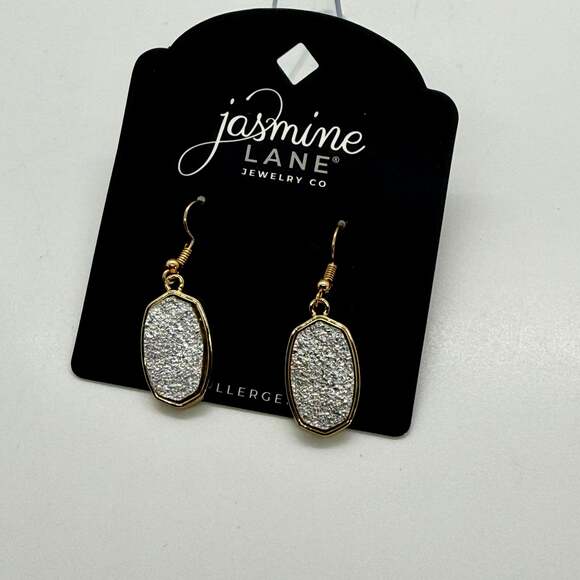 Jasmine Lane Jewelry Dangle Earrings Gold Tone Faux Natural Stone NWT - Picture 4 of 5